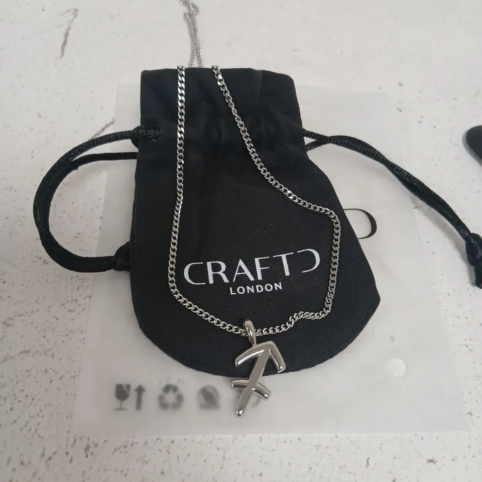 CRAFTD LONDON SILVER-TONE NECKLACE WITH ABSTRACT PENDANT