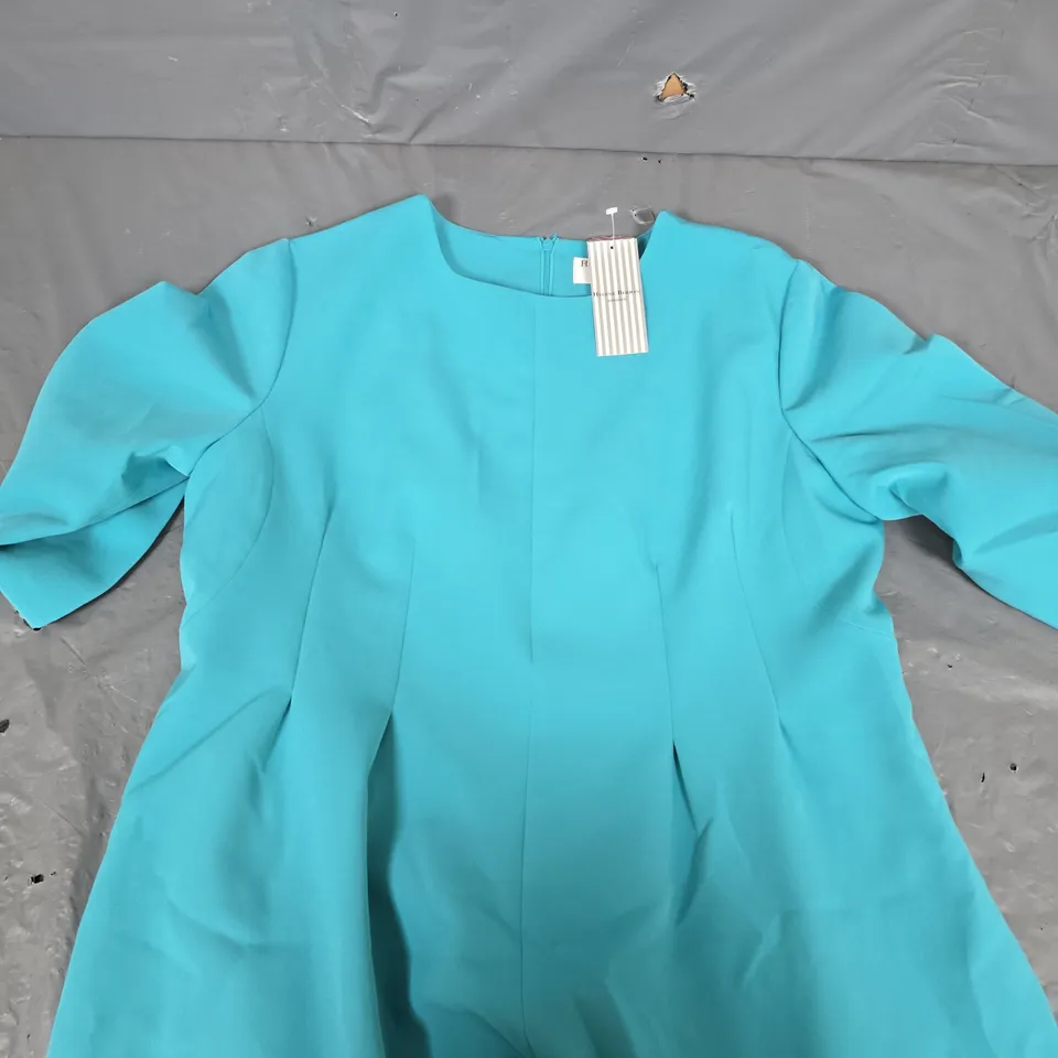 HELENE BERMAN EDGE TO EDGE DRESS IN AQUA - 16
