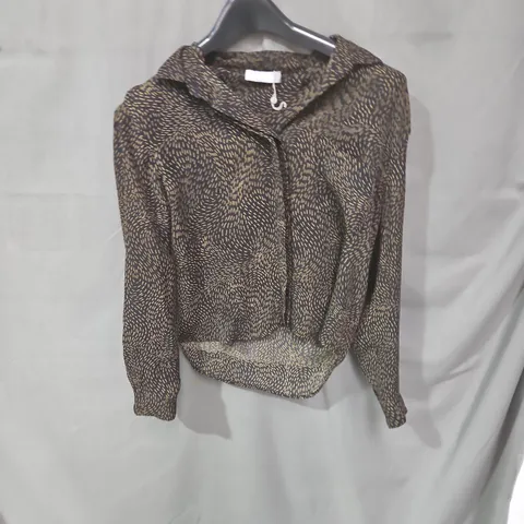 SAMSΓE & SAMSΓE WOMEN'S BLOUSE β BROWN & GOLD PATTERN, LONG SLEEVE - SIZE UNSPECIFIED