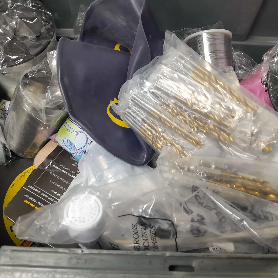 BOX OF APPROXIMATELY 16 ASSORTED ITEMS TO INCLUDE - CISIVIS CUTTING WHEEL , CARPET TO FLOOR TAPE , EVO-STIK STICKS LIKE CLEAR ADHESIVE ETC