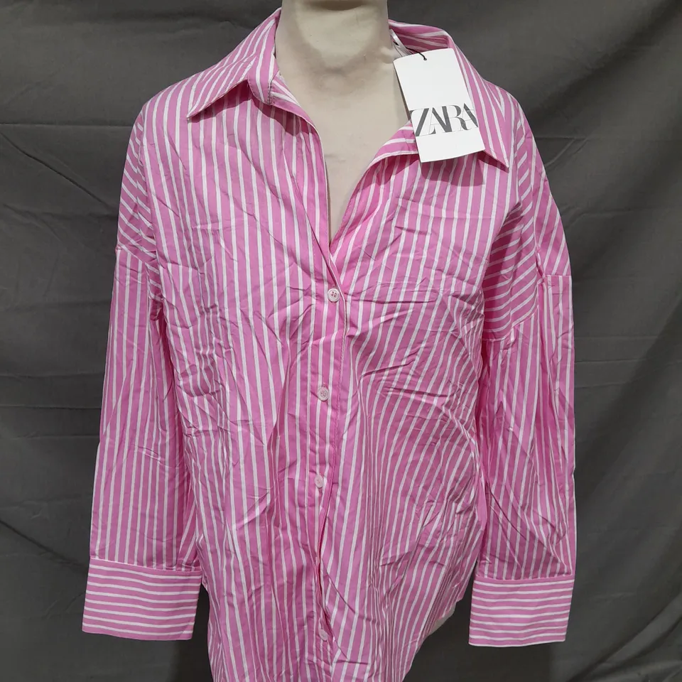 ZARA PINK & WHITE STRIPE SHIRT - EUR MEDIUM