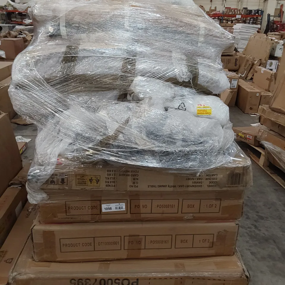 PALLET OF ASSORTED BOXED DINING TABLE PARTS