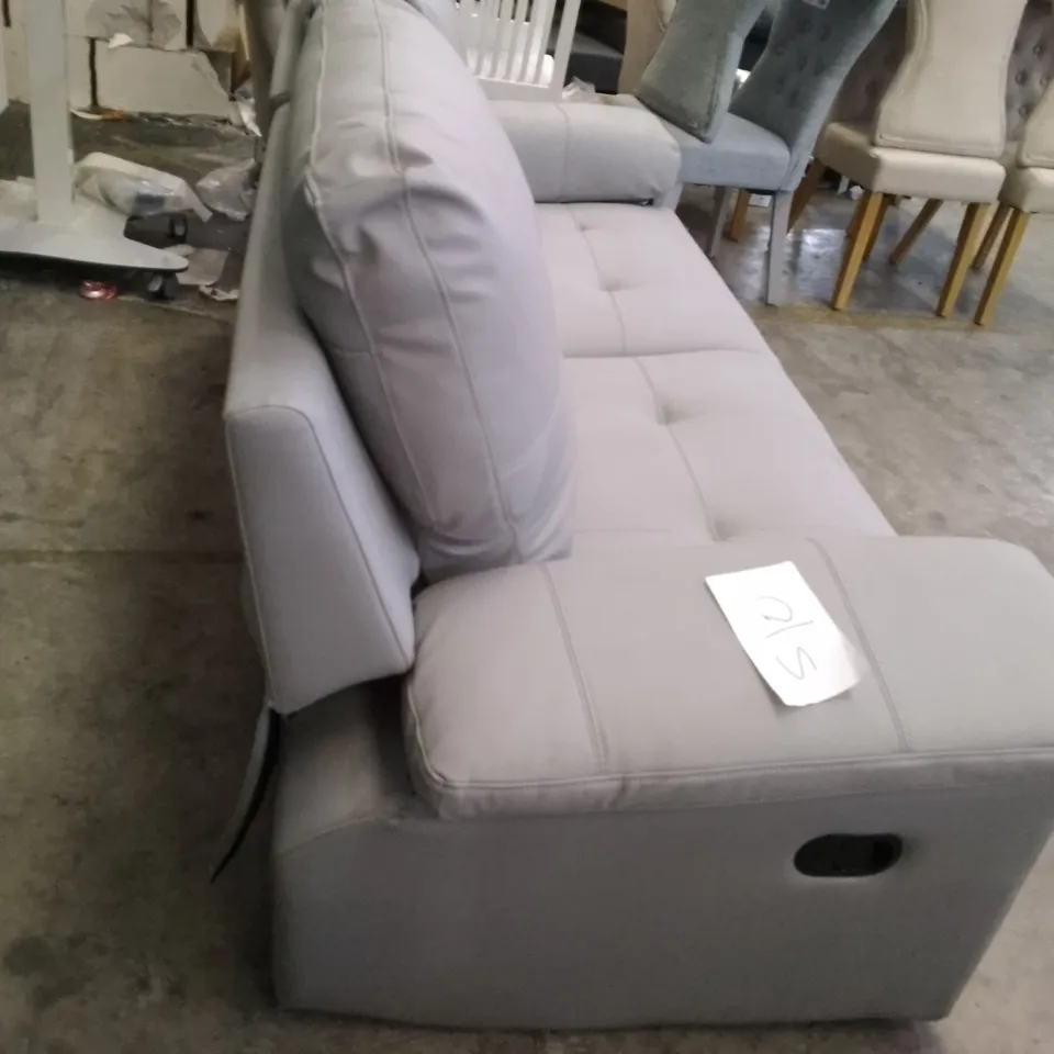 QUALITY DESIGNER MONTANA 3 SEATER MANUAL RECLINER SOFA - LIGHT GREY LEATHER 