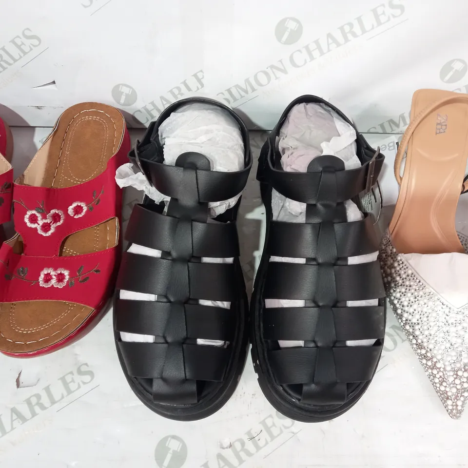 BOX OF APPROXIMATELY 20 ASSORTED PAIRS OF SHOES IN VARIOUS STYLES & SIZES TO INCLUDE ZARA, BERSHKA, ETC