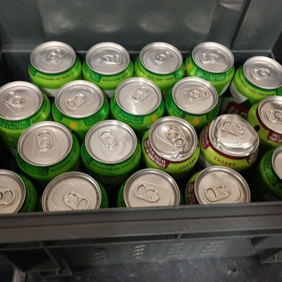 LOT OF 26 330ML CANS OF 7-UP INCLUDES CHERRY & ZERO SUGAR