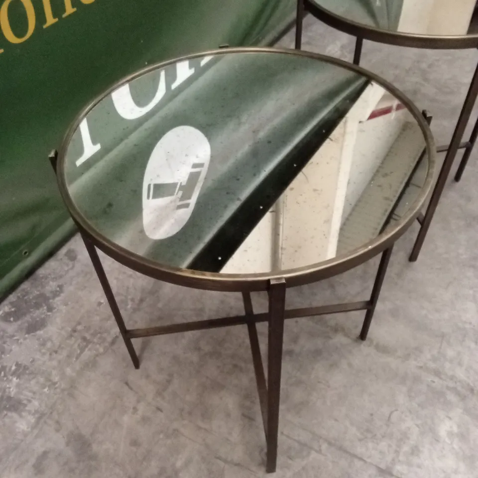 2 x QUALITY DESIGNER BRASS GLASS ROUND TABLES