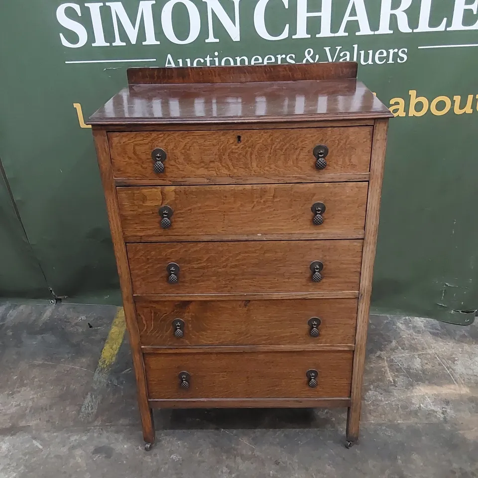 ANTIQUE EDWARDIAN STYLE 5-DRAWER CHEST OF DRAWERS 