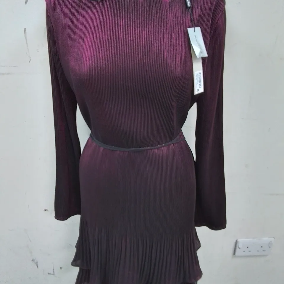 ROMAN PLEATED MINI DRESS IN MAGENTA - 18