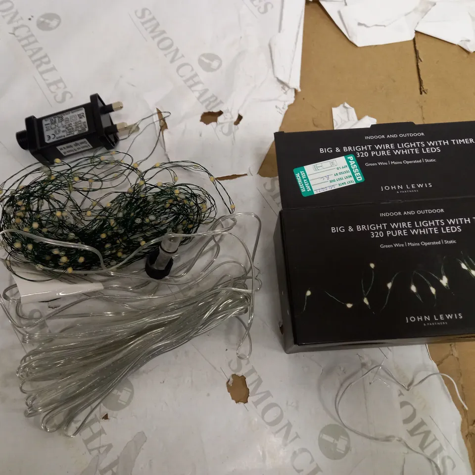 BIG & BRIGHT WIRE LIGHTS WITH TIMER 320 PURE WHITE LEDS 