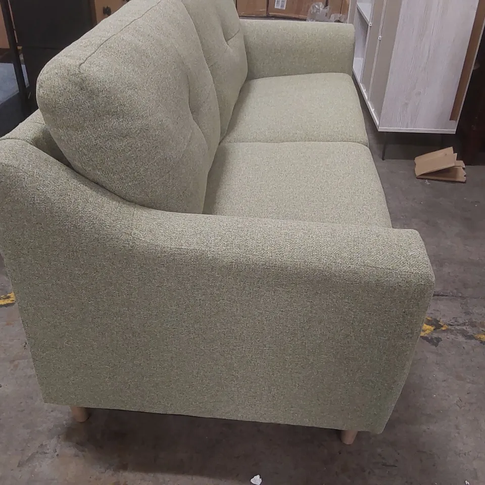 QUALITY DESIGNER ESPITIA 3 SEATER FABRIC UPHOLSTERED SOFA IN SAGE