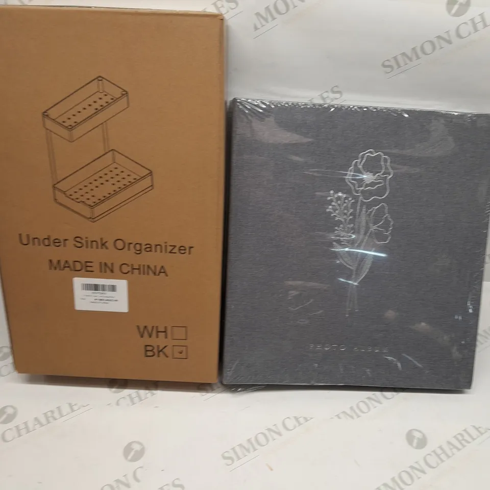 TWO BRAND NEW 600 POCKET PHOTO ALBUMS AND TWO BRAND NEW UNDER SINK ORGANISERS