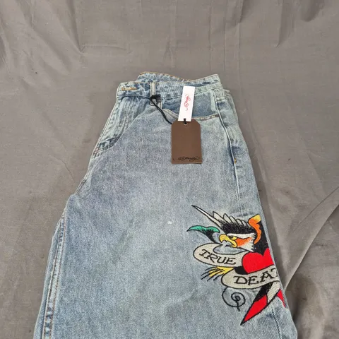 ED HARDY TRUE TIL DEATH RELAXED JEANS SIZE W30