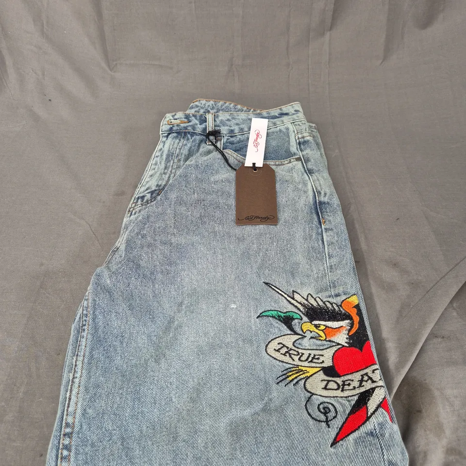 ED HARDY TRUE TIL DEATH RELAXED JEANS SIZE W30