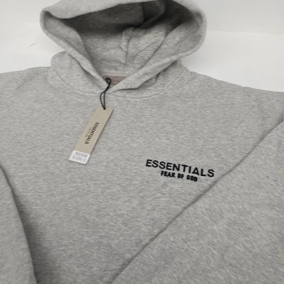 FEAR OF GOD ESSENTIALS HOODIE – GREY – UK SIZE L