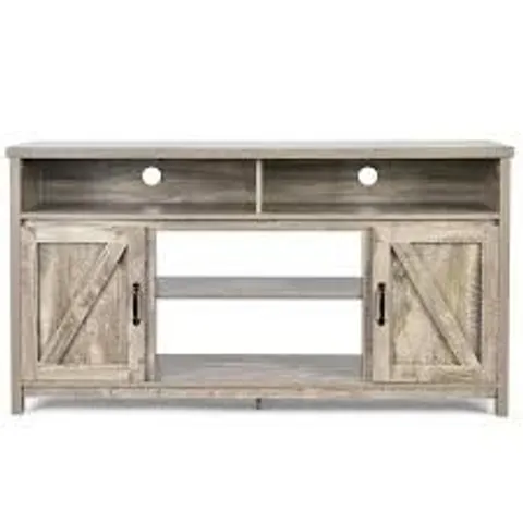 BOXED COSTWAY TV STAND FOR TVS UP TO 65" MODERN TV CABINET MEDIA CONSOLE TABLE W/ BARN DOORS - NATURAL