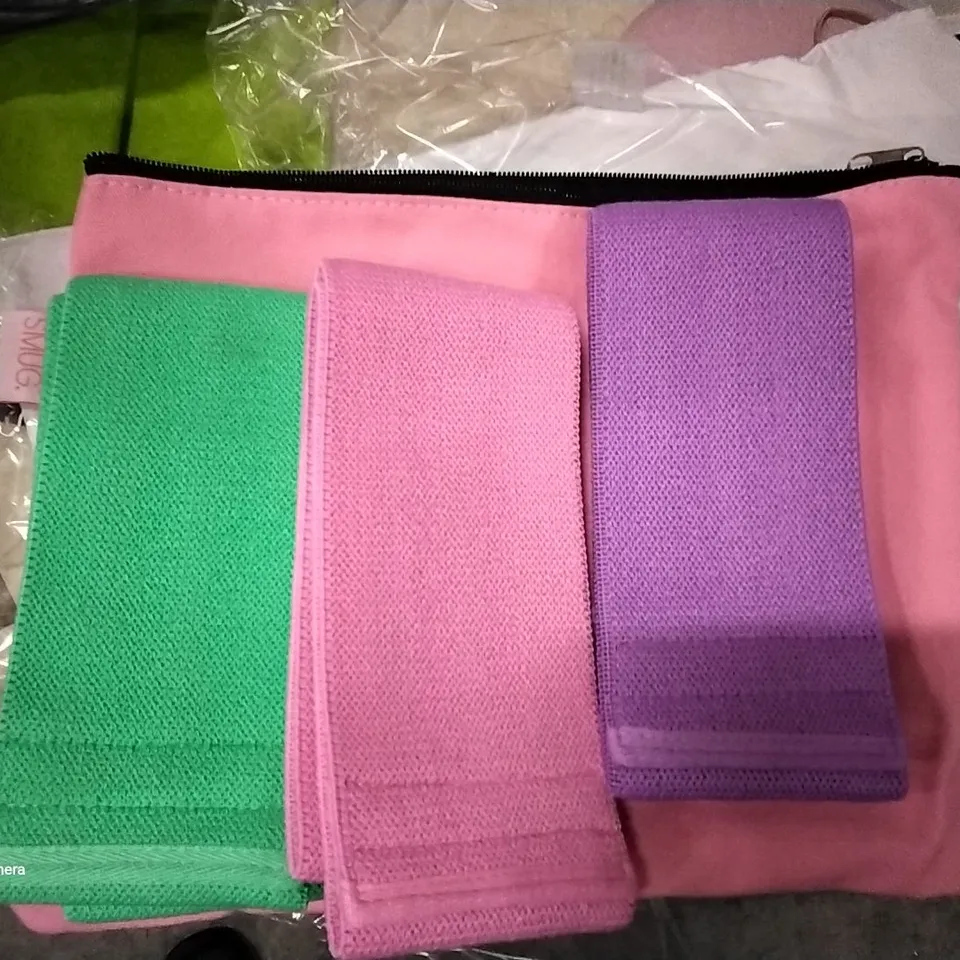 BOX OF APPROXIMATELY 14 SMUG HIP AND BOOTY BAND SETS