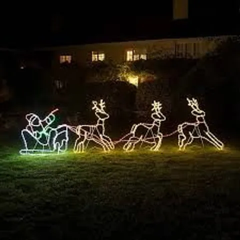 BOXED SANTA AND REINDEER ROPE LIGHT SILHOUETTE (1 BOX)
