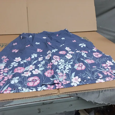 LAURA ASHLEY FLORAL PRINT SKIRT – NAVY BLUE, PINK/WHITE FLOWERS - UK 14