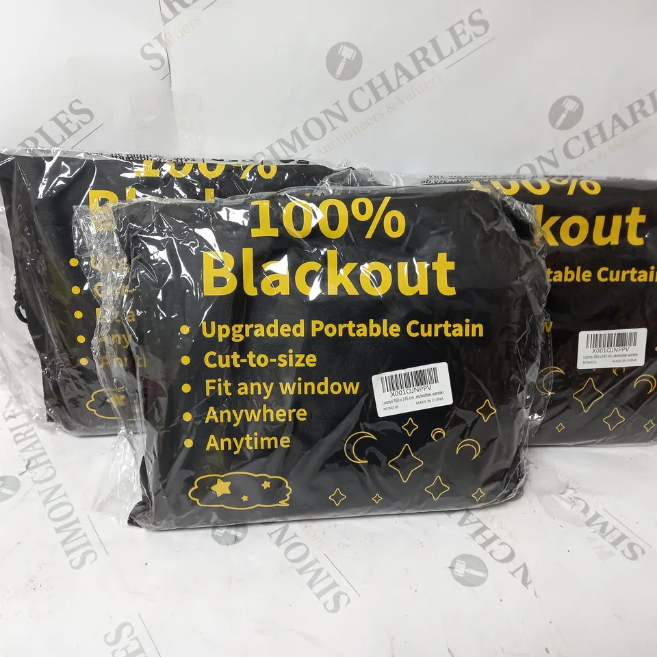 3 SEALED LUCMO BLACKOUT CURTAINS 350 X 145CM 