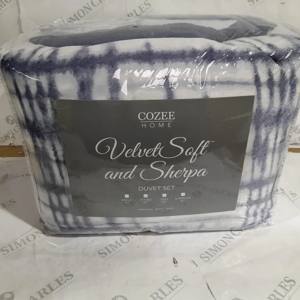 OUTLET COZEE HOME VELVET SOFT DUVET SET BLUE DOUBLE