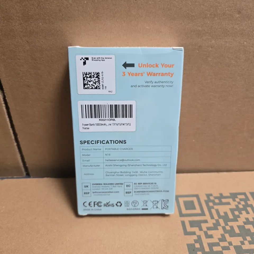 SEALED N18 PORTABLE CHARGER WITH BUILT IN CABLE - 10,000MAH