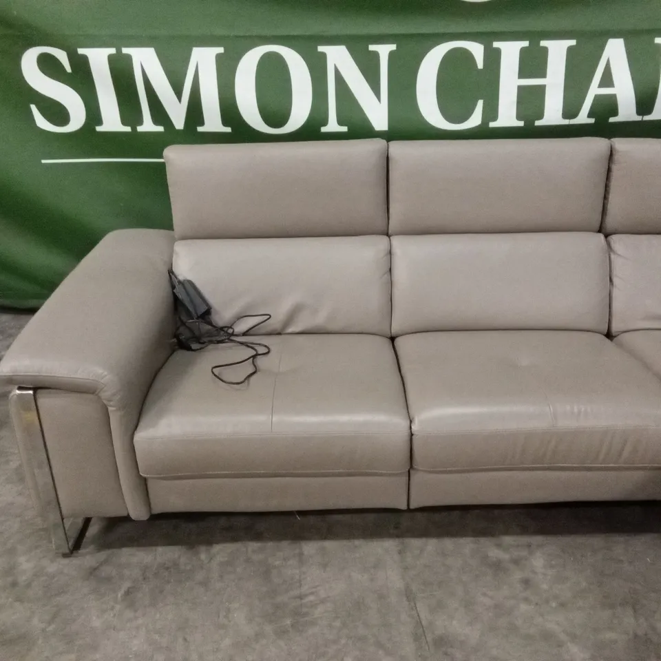 QUALITY DESIGNER ITALIAN MADE TERRA ELECTRIC RECLINING LEATHER CORNER CHAISE SOFA