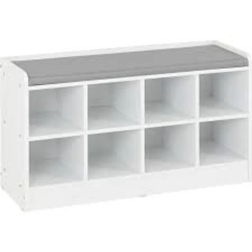 BOXED PORTLAND SHOE BENCH - WHITE/STEEL FABRIC (1 BOX)