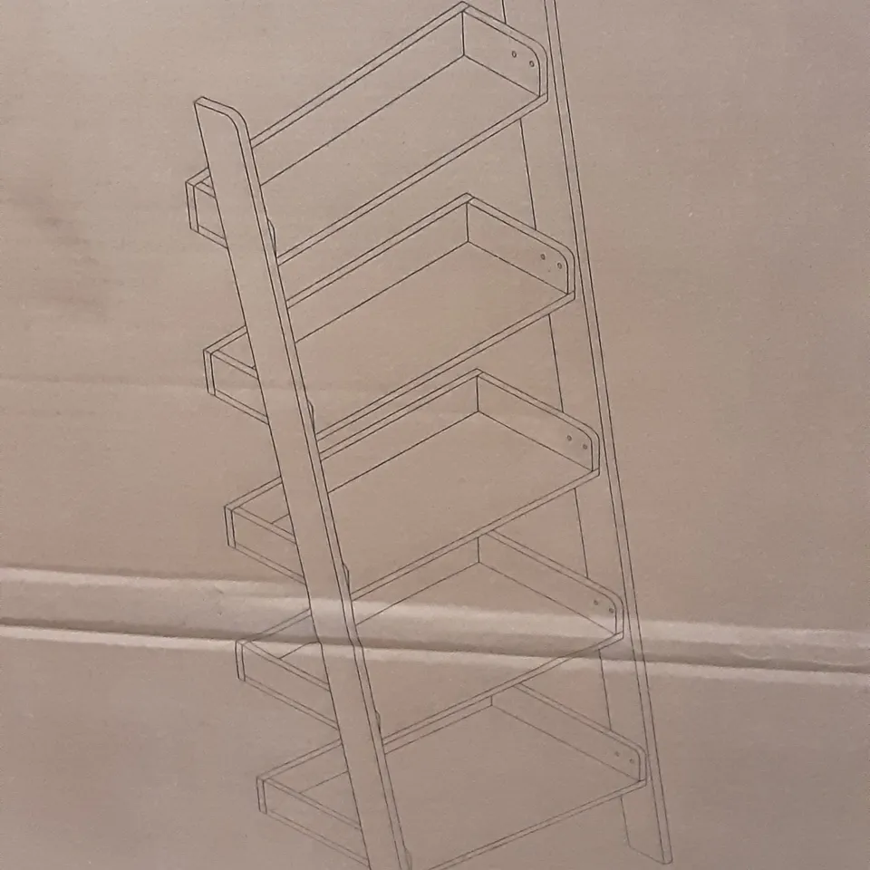 BOXED FULTON LADDER BOOKCASE IN RUSTIC OAK EFFECT , H170 X W60 X D35CM 