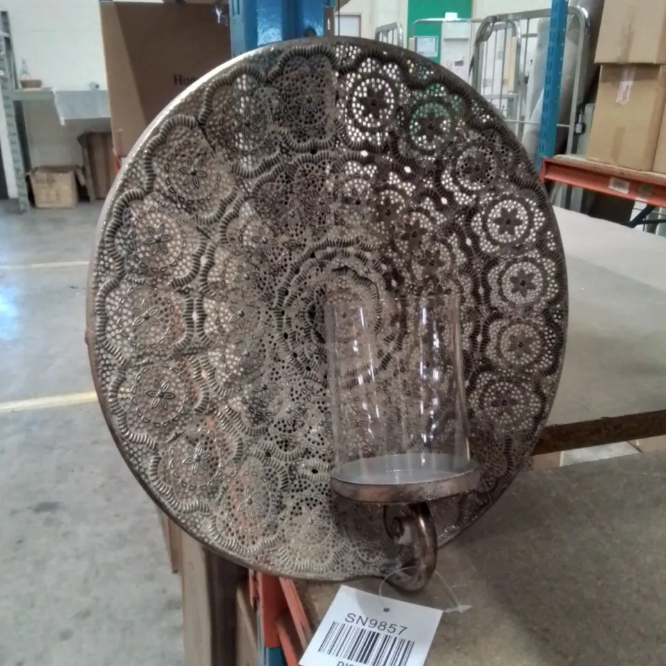 BRAND NEW SMALL ROUND PATTERNED WALL CANDLE HOLDER