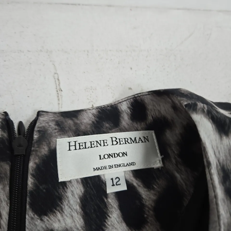 HELENE BERMAN LONDON LEOPARD PRINT DRESS, UK 12, MADE IN ENGLAND