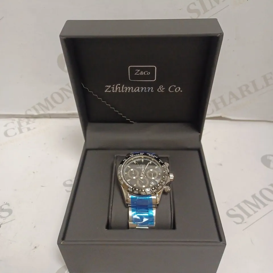 MENS ZIHLMANN & Co Z400 WATCH – CHRONOGRAPH MOVEMENT – STAINLESS STEEL STRAP – WHITE DIAL – 3ATM WATER RESISTANT 