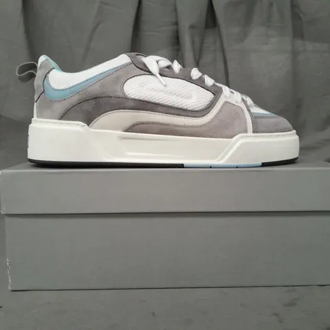 BOXED PAIR OF CLEENS ESSENTIAL SKATE SHOES IN GREY/POWDER BLUE UK SIZE 10