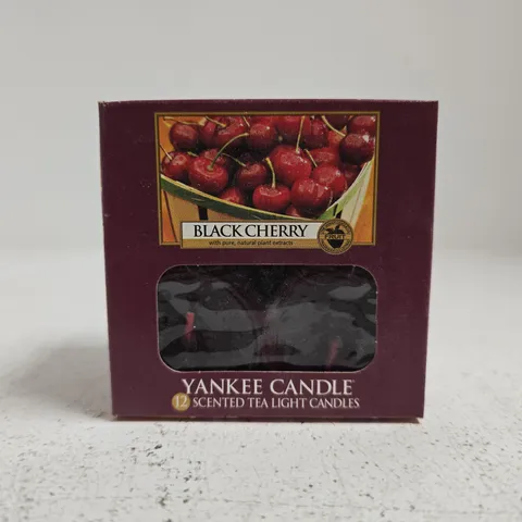 APPROXIMATELY 30 PACKS OF YANKEE CANDLE BLACK CHERRY SCENTED TEA LIGHTS (12 TEA LIGHTS PER PACK)