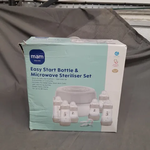 MAM MICROWAVE STEAM STERILISER & EASY START BABY BOTTLE SET