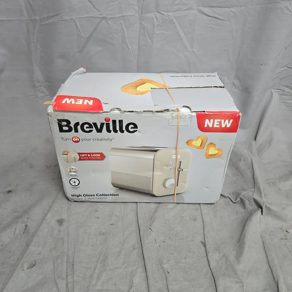 BREVILLE HIGH GLOSS COLLECTION 2-SLICE TOASTER – CREAM, BOXED