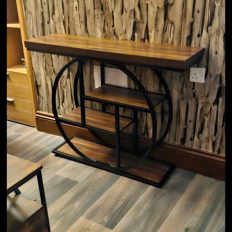 BOXED 105CM CONSOLE TABLE WITH STORAGE SHELVES