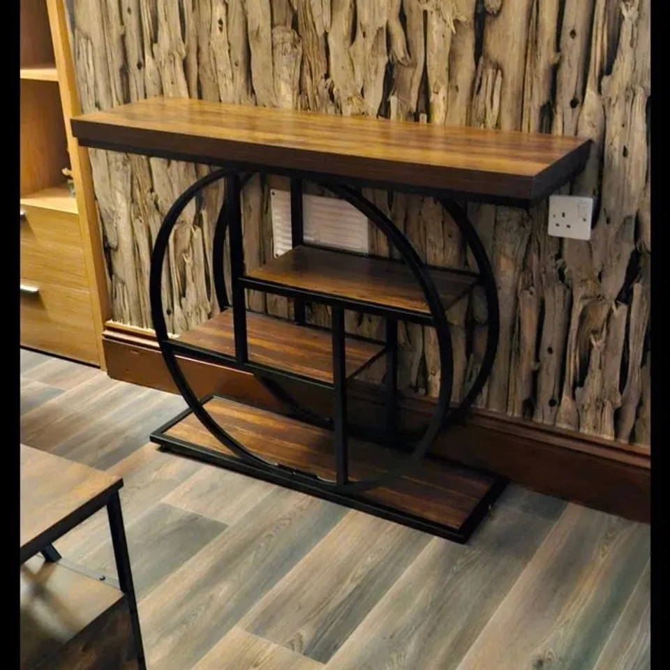 BOXED 105CM CONSOLE TABLE WITH STORAGE SHELVES