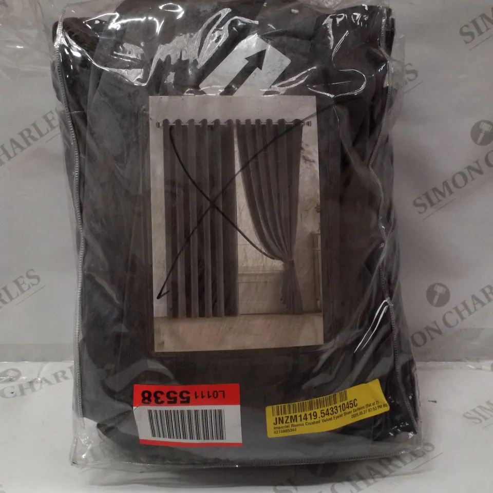 IMPERIAL ROOMS CRUSHED VELVET EYELET SHEER CURTAINS (SET OF 2)