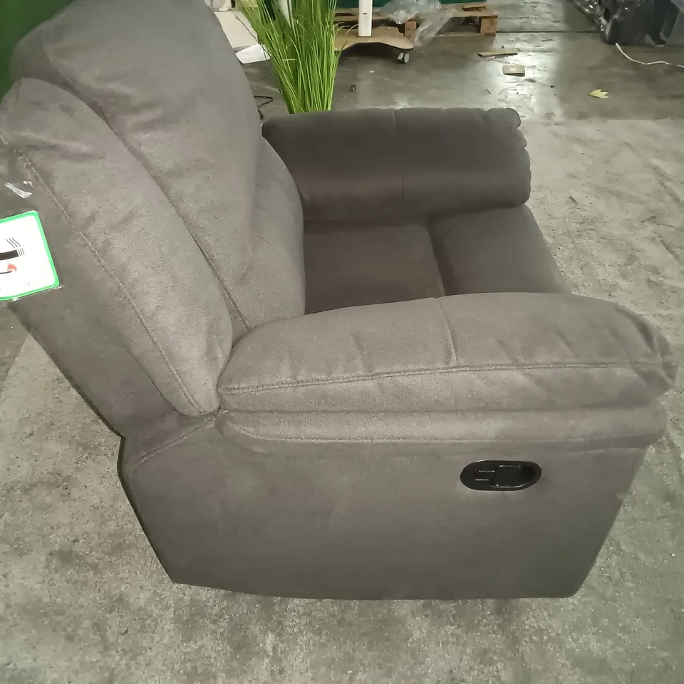 DARK GREY FABRIC MANUAL RECLINING SINGLE SEATER SOFA