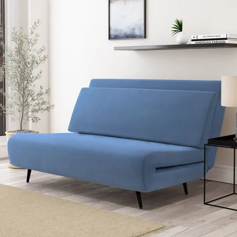 BOXED SOFA BED BLUE MALLORY FOLD-OUT FUTON