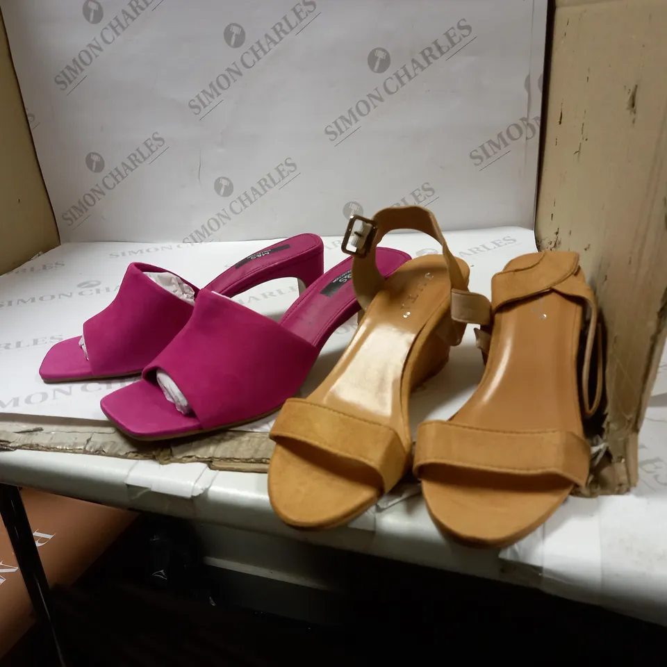 LOT OF 2 HEELED SHOES COLOUR- ORANGE BEIGE AND PINK SIZE: 4-6