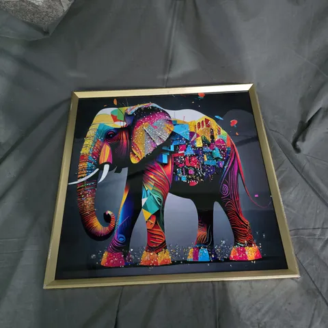 FRAMED COLOURFUL ELEPHANT PRINT