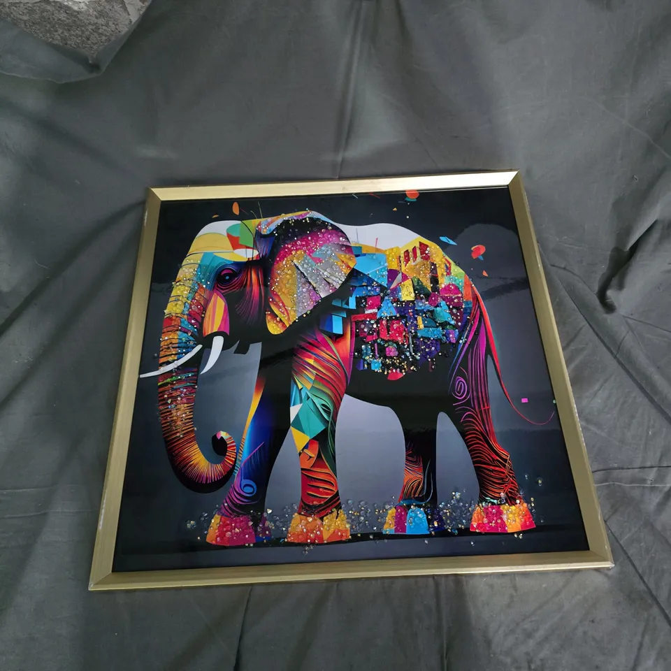 FRAMED COLOURFUL ELEPHANT PRINT
