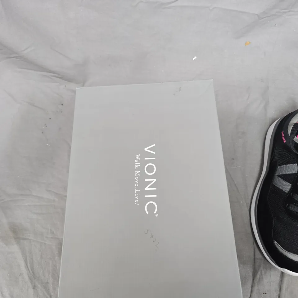 VIONIC BLACK & GREY SNEAKERS WITH PINK INTERIOR – UK 7
