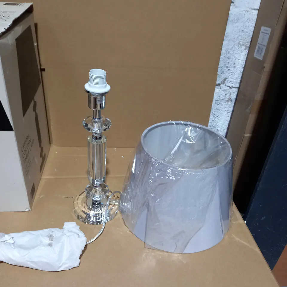 BOXED JOHN LEWIS POLISHED CHROME CRYSTAL COLUMN TABLE LAMP