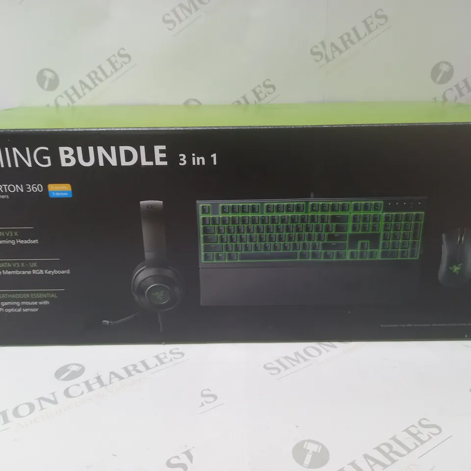 BRAND NEW BOXED RAZER GAMING BUNDLE 3 IN 1 TO INCLUDE - GAMING HEADSET, MEMBRANE RGB KEYBOARD AND ESSENTIAL GAMING MOUSE