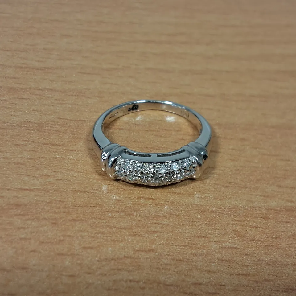 18CT WHITE GOLD RING PAVE SET WITH NATURAL DIAMONDS