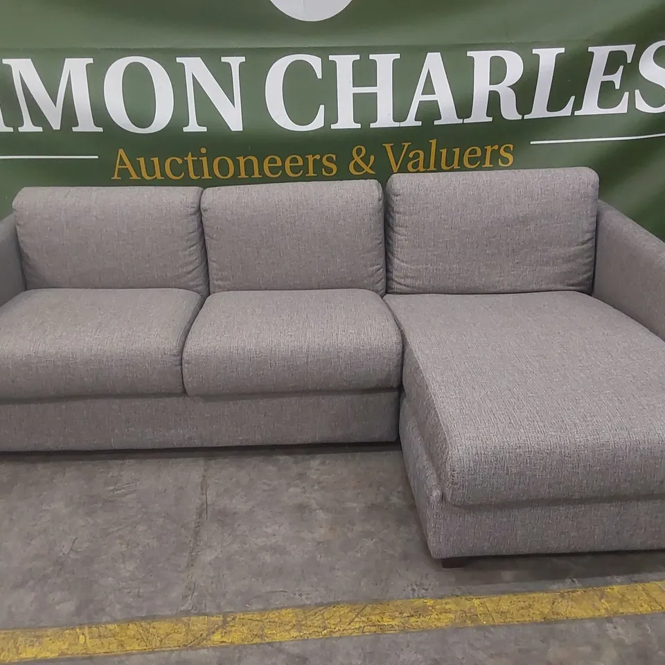 QUALITY DESIGNER ITALIAN MADE FABRIC CORNER CHAISE STORAGE SOFA - GREY