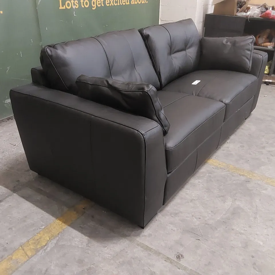 DENVER BLACK LEATHER 3 SEATER SOFA