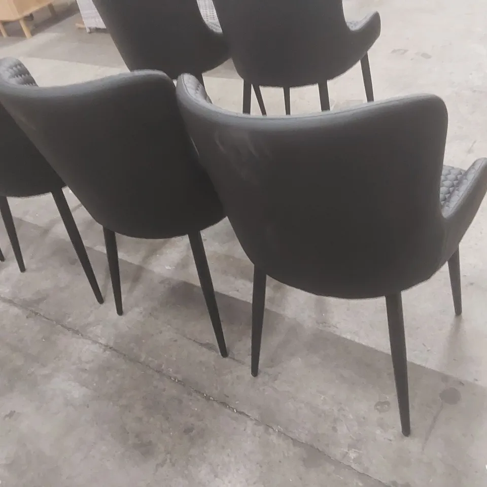 SET OF 6x DESIGNER FAUX LEATHER UPHOLSTERED DINING CHAIRS